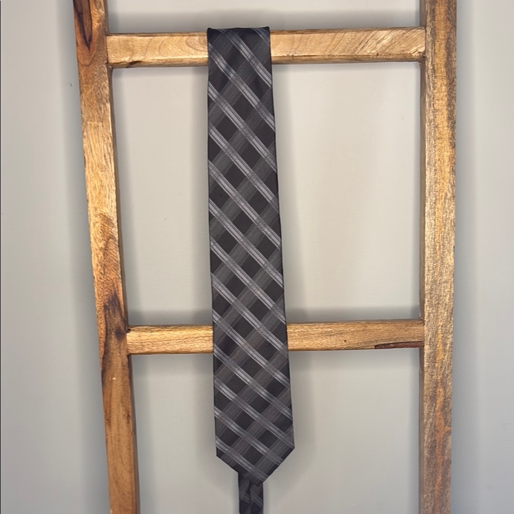 Calvin Klein Gray Striped Silk Tie